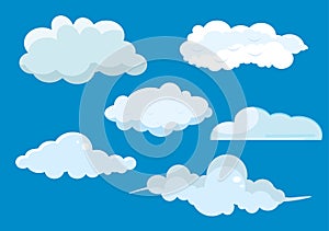 Set of Cloud Icon Illustration on a Blue Background For Wallpaper or Additional to Your Design