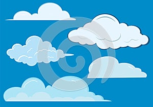 Set of Cloud Icon Illustration on a Blue Background For Wallpaper or Additional to Your Design