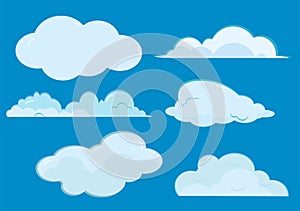 Set of Cloud Icon Illustration on a Blue Background For Wallpaper or Additional to Your Design