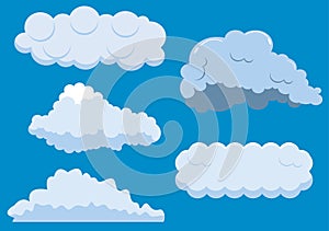 Set of Cloud Icon Illustration on a Blue Background For Wallpaper or Additional to Your Design