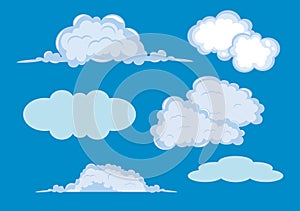 Set of Cloud Icon Illustration on a Blue Background For Wallpaper or Additional to Your Design