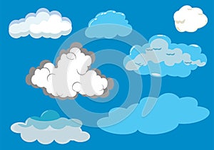 Set of Cloud Icon Illustration on a Blue Background For Wallpaper or Additional to Your Design