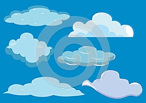 Set of Cloud Icon Illustration on a Blue Background For Wallpaper or Additional to Your Design