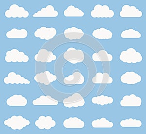 Set of Cloud  icon white color on blue background