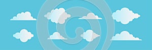 Set of cloud icons. Clouds collection. Vector isolated illustration. Cartoon cloud or sky icon set