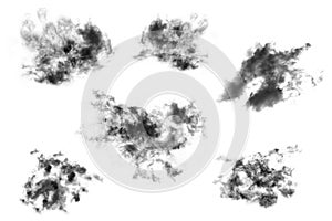 Set cloud isolated on white background,Textured Smoke,Brush clouds,Abstract black