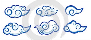 Set of cloud japan and china style vector