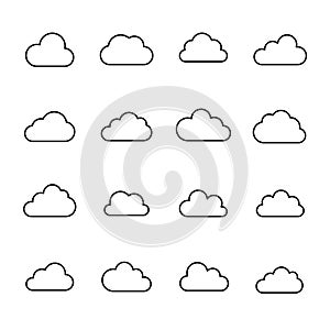 Set of cloud and milk icons in modern thin line style