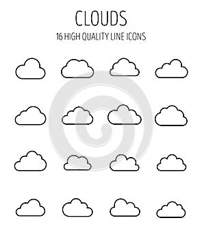 Set of cloud and milk icons in modern thin line style