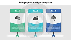 Set Cloud with rain, Rainbow clouds and and lightning. Business infographic template. Vector