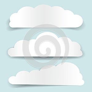 Set of cloud-shaped paper banners