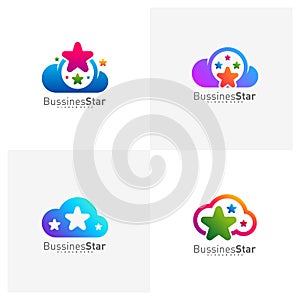 Set of Cloud Star Logo Template Design Vector, Concept, Creative Symbol, Icon
