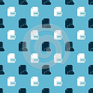 Set Cloud storage text document and DOC file document on seamless pattern. Vector