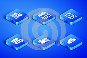 Set Cloud sync refresh, Server setting, Delete folder, Setting database server, Calendar and Hard disk drive HDD
