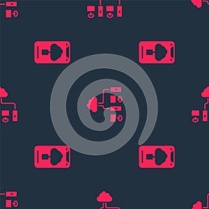 Set Cloud technology data transfer and Computer network on seamless pattern. Vector