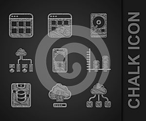 Set Cloud technology data transfer, computing lock, Data analysis, Server, Data, Web Hosting, Computer network, Hard