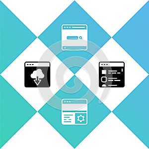 Set Cloud technology data transfer, Debugging, Search engine and Browser files icon. Vector