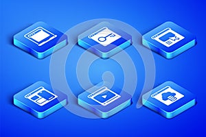 Set Cloud technology data transfer, Laptop with browser window, Online play video, Web developer programming code