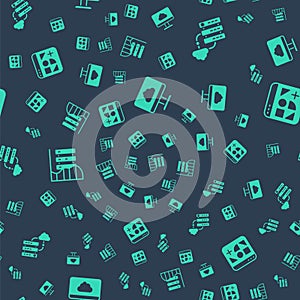 Set Cloud technology data transfer, Network cloud connection, Server, Data, Web Hosting and Different files on seamless
