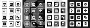 Set Cloud technology data transfer, Search engine, Monitor with graph chart, computing lock, Browser files, Network