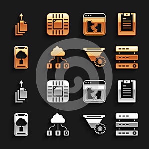 Set Cloud technology data transfer, Server, Data report, Data, Web Hosting, Filter setting, Broken file, export and