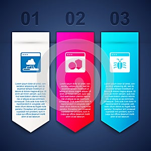 Set Cloud technology data transfer, Software and System bug. Business infographic template. Vector