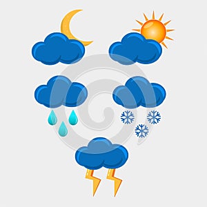 Set of cloud vector icon illustration for time and weather concept