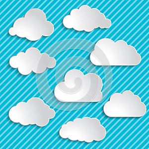 clouds on a blue striped background