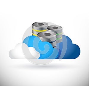 Set of clouds and storage servers illustration