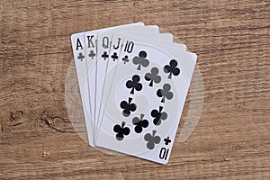 Set of Clubs suit playing cards