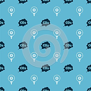 Set CO2 emissions in cloud and Motor gas gauge on seamless pattern. Vector.
