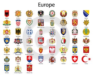 Set Coat of arms of the countries of Europe