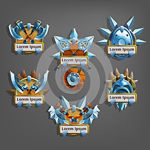 Set of coats of arms icon for game interface. photo