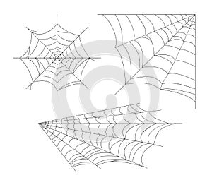Set cobweb. Vector spider web. Design elements isolated on light background.