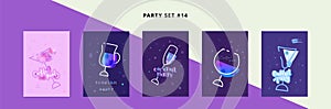 Set of Cocktail party templates. Vector illustration.