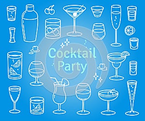 Set of Cocktails and Alcohol Drinks Vector