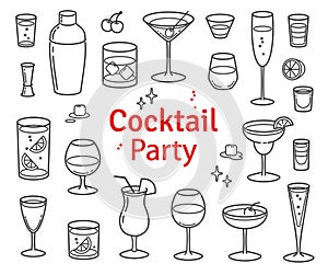 Set of Cocktails and Alcohol Drinks Vector