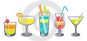 Set of cocktails in glass. Alcoholic drink for party.