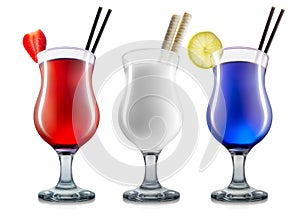 Set of cocktails isolated on white background