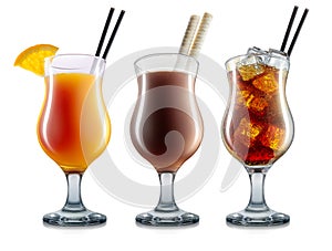 Set of cocktails isolated on white background