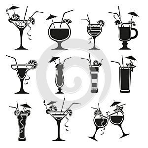 Set of cocktails on white background