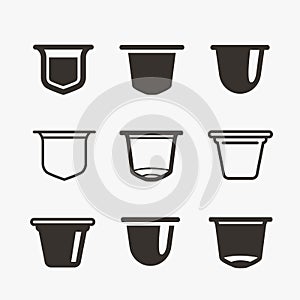 Set of the coffee capsules. flat icons. photo