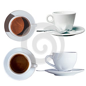 Set of coffee cup isolated over white