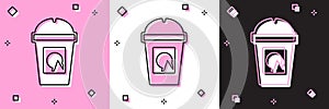 Set Coffee cup to go icon isolated on pink and white, black background. Take away print. Vector