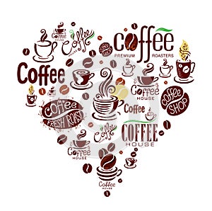 Set of coffee design elements.