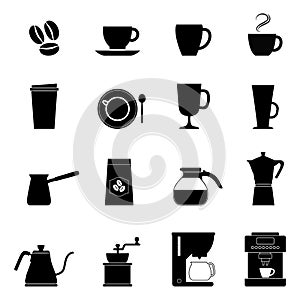 Set of coffee icons, vector illustration