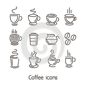 Set of coffee icons. Vector illustration decorative design