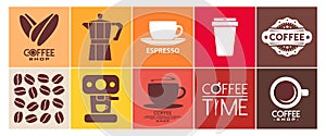 Set of coffee logo icon, modern design, vector illustration