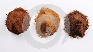 Set of coffee powder on white baground, generative ai