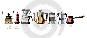 Set of Coffee preparation